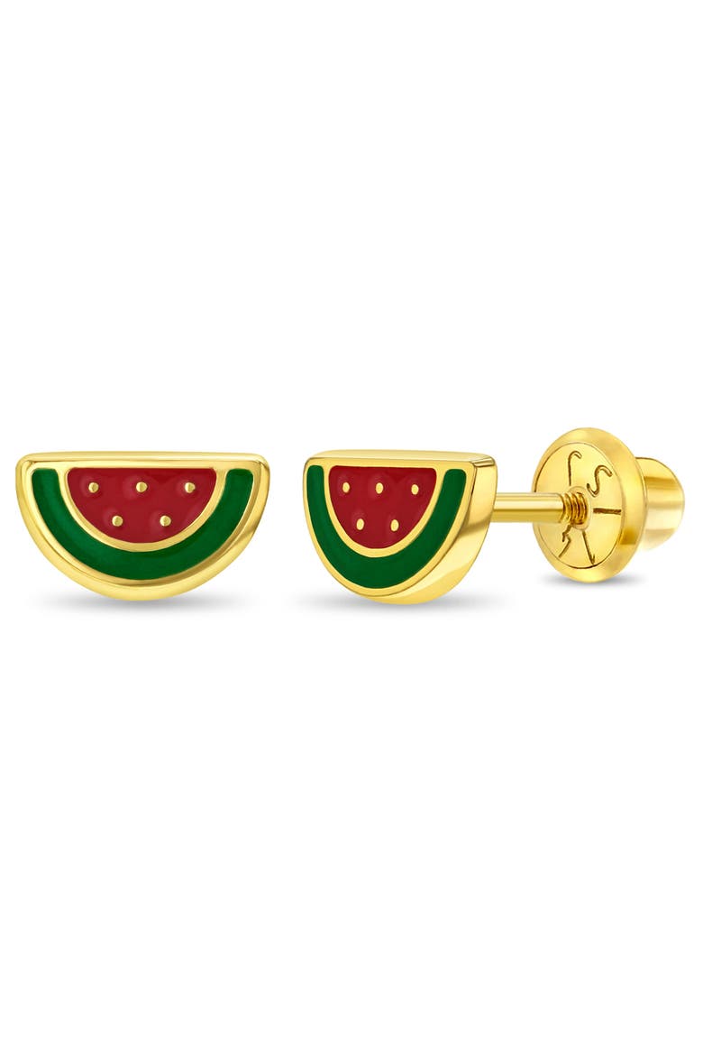 14k Vibrant Watermelon Girl Earrings, Main, color, Red