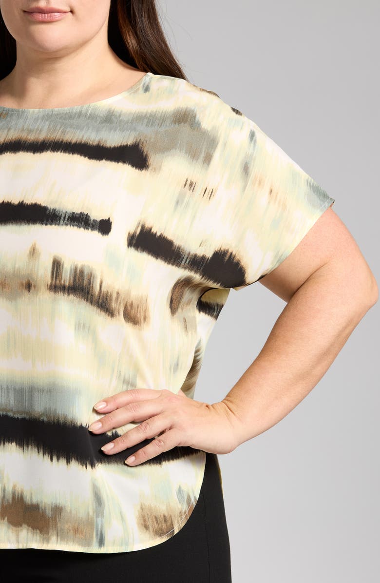 Anne Klein Abstract Print Short Sleeve Top, Alternate, color, 