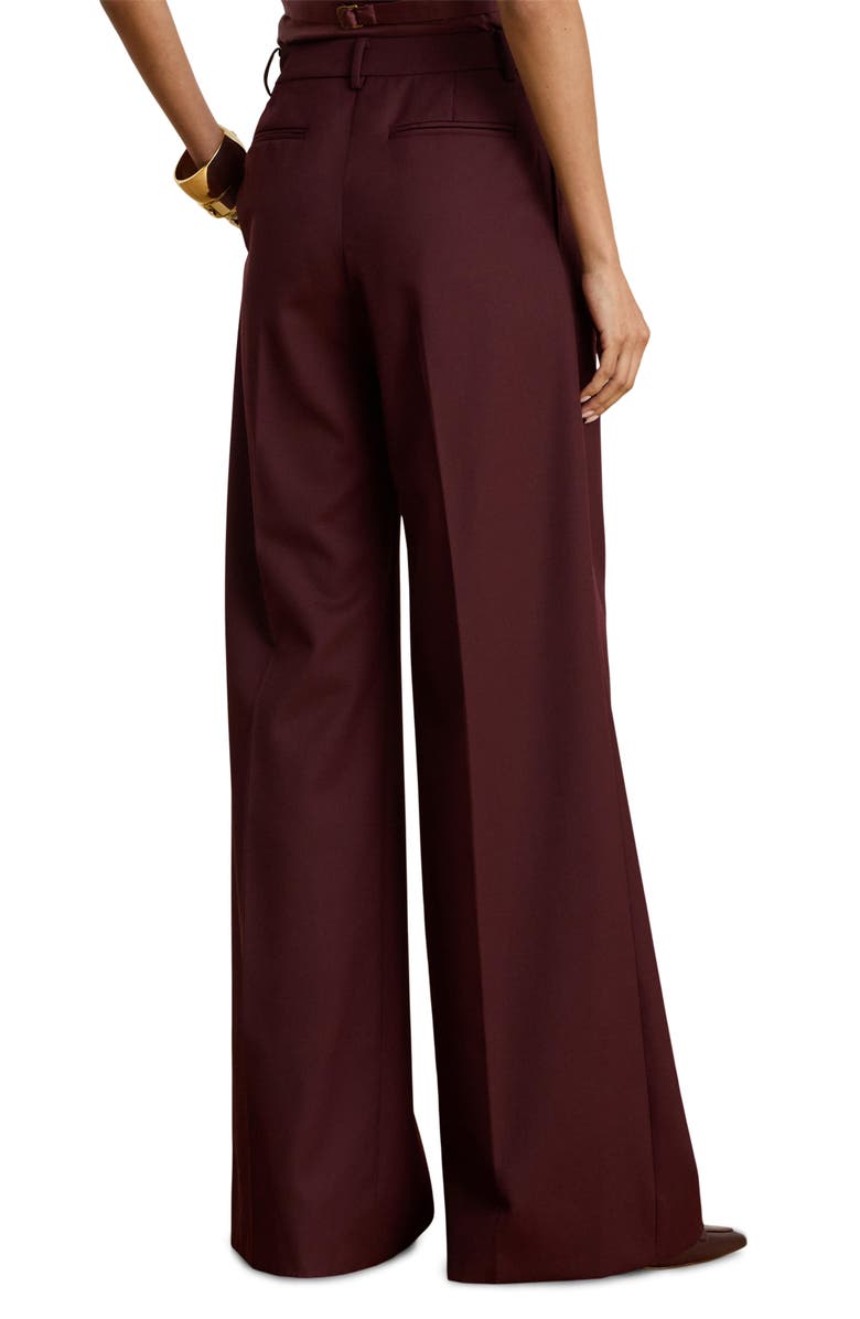 Lauren Ralph Lauren Wool Blend Wide Leg Pants, Alternate, color, Dark Garnet