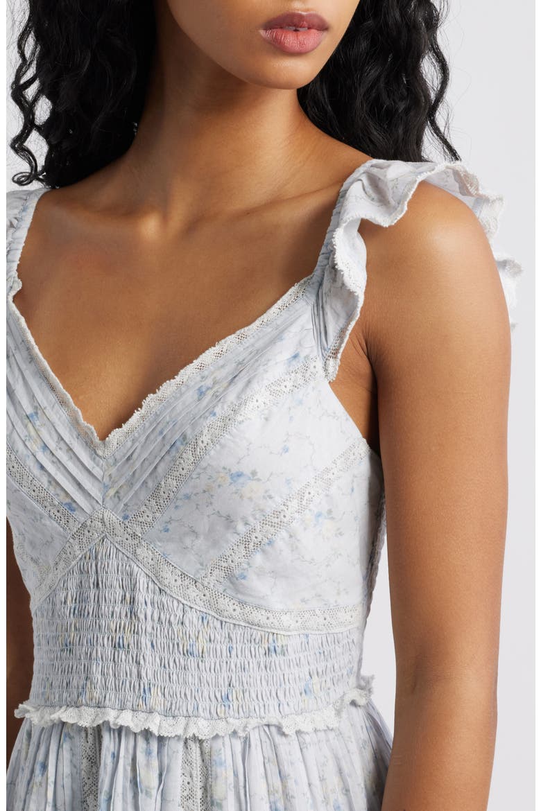 Presline Lace & Ruffle Minidress, Alternate, color, SNOWDROP BLUE