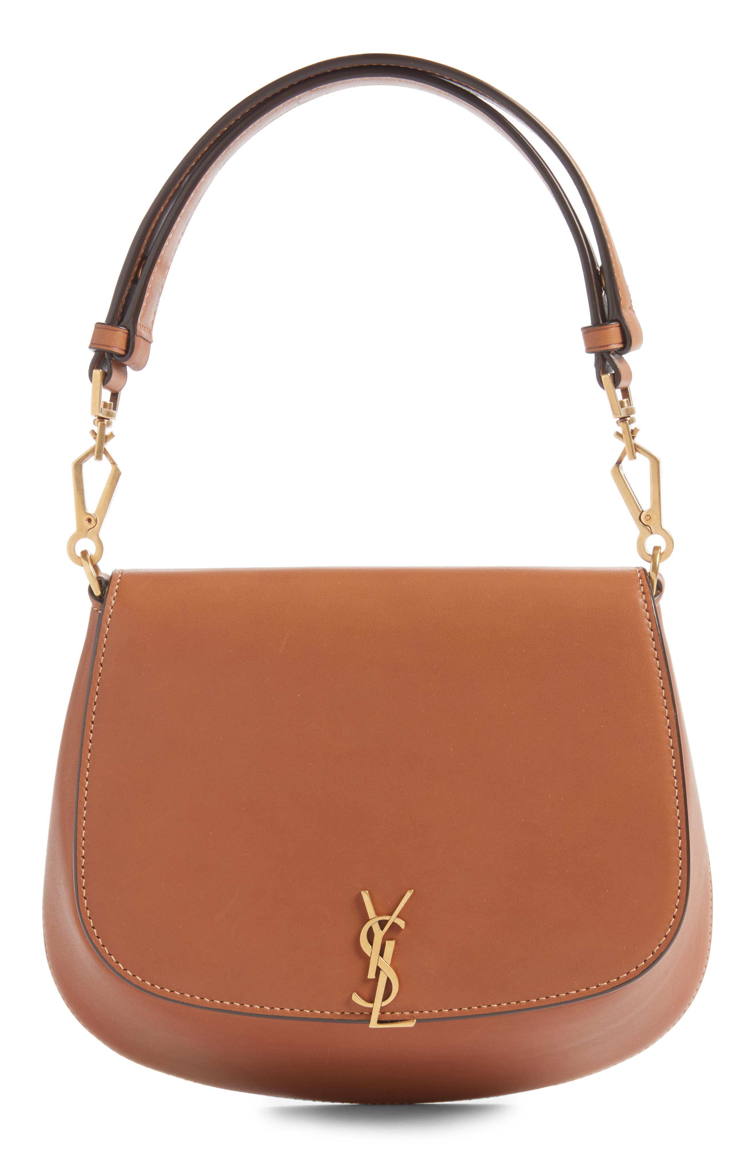 Saint Laurent Voltaire Leather Top Handle Bag, Main, color, Brick