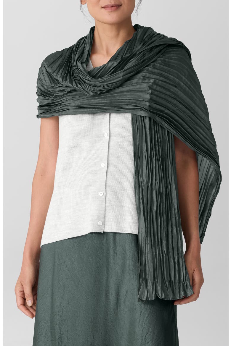 Whisper Pleated Silk Scarf, Main, color, EVERGLADE