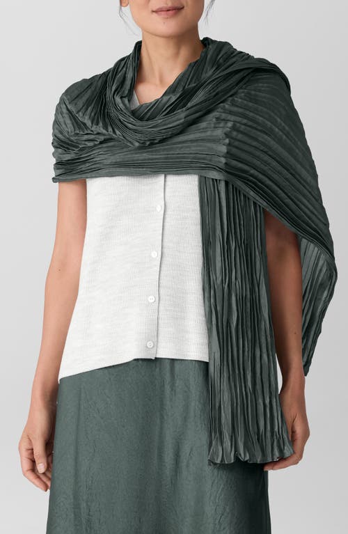 Eileen Fisher Whisper Pleated Silk Scarf In Green