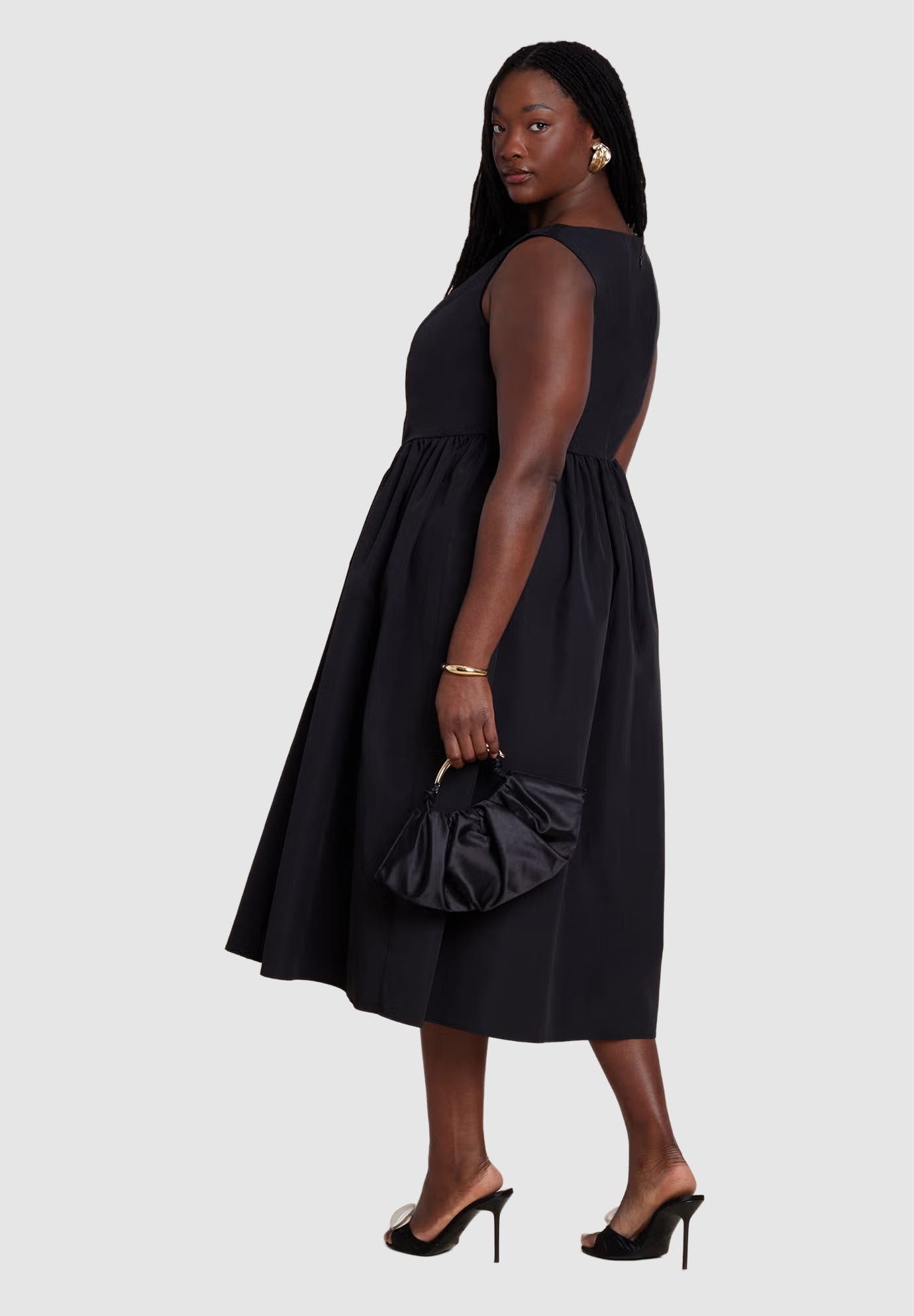 Boat Neck Flare Midi Dress - image 2