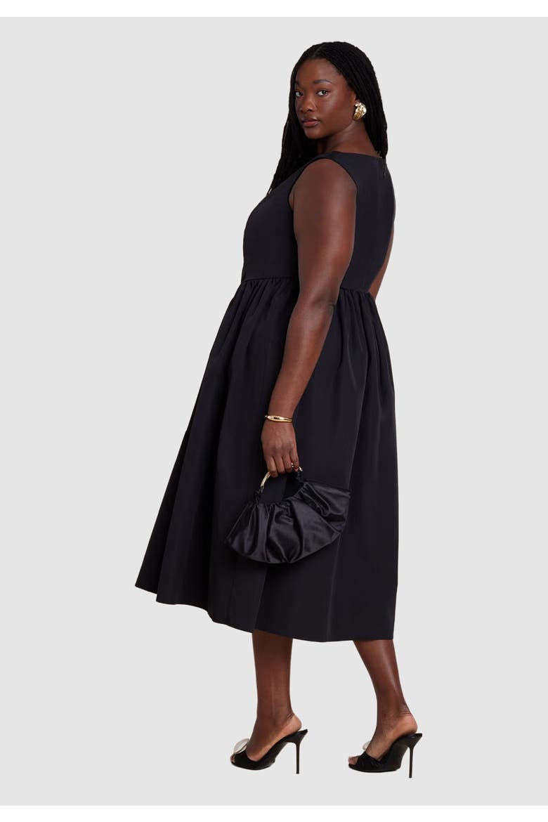 Boat Neck Flare Midi Dress, Alternate, color, BLACK ONYX