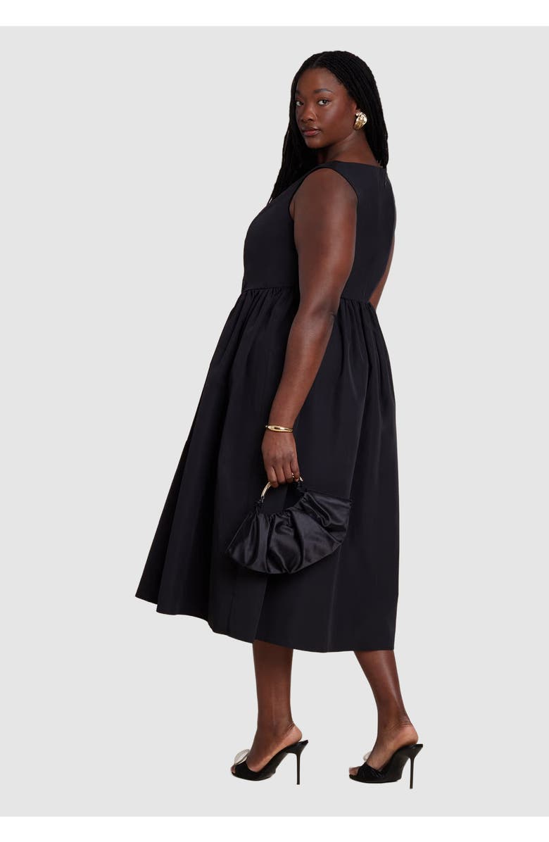 ELOQUII Boat Neck Flare Midi Dress, Alternate, color, Black Onyx