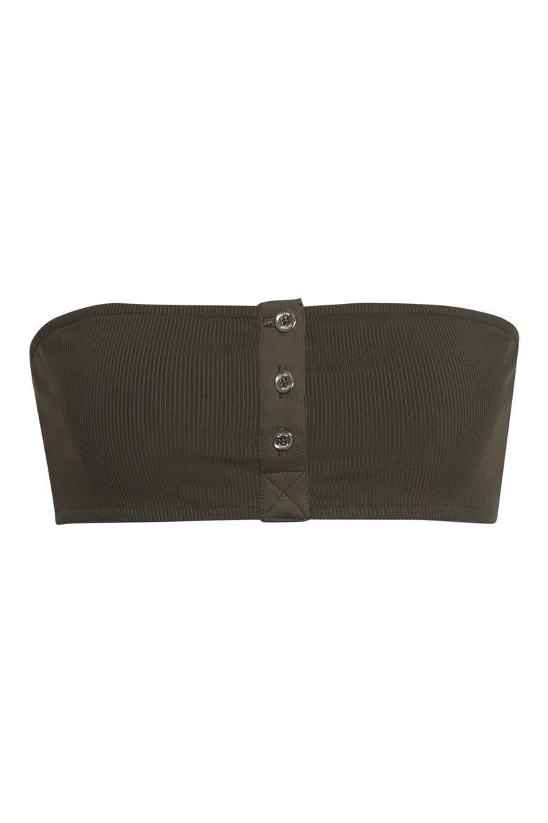 Strapless Rib Bikini Top, Alternate, color, DARK GREEN