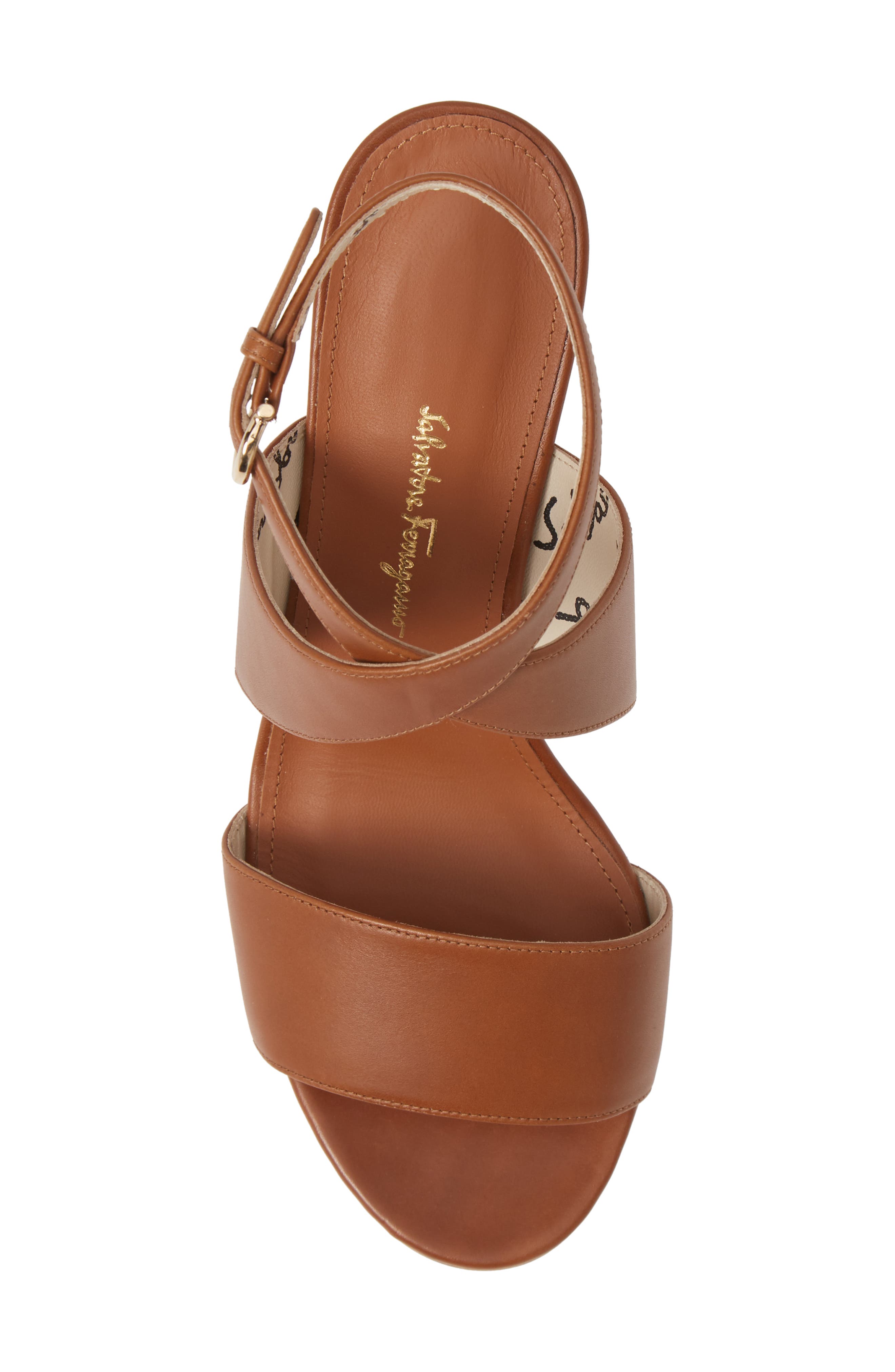 Salvatore Ferragamo Sheena Cross Strap Sandal, Alternate, color, TAN