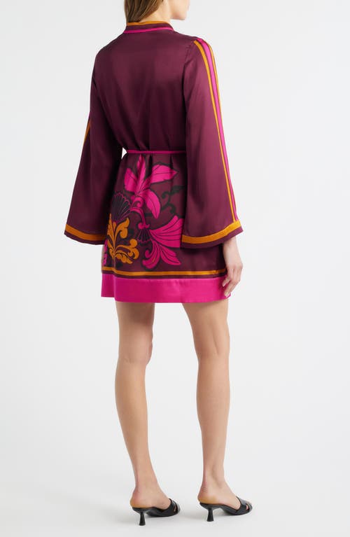 Ciebon Timber Placed Floral Long Sleeve Minidress In Multi