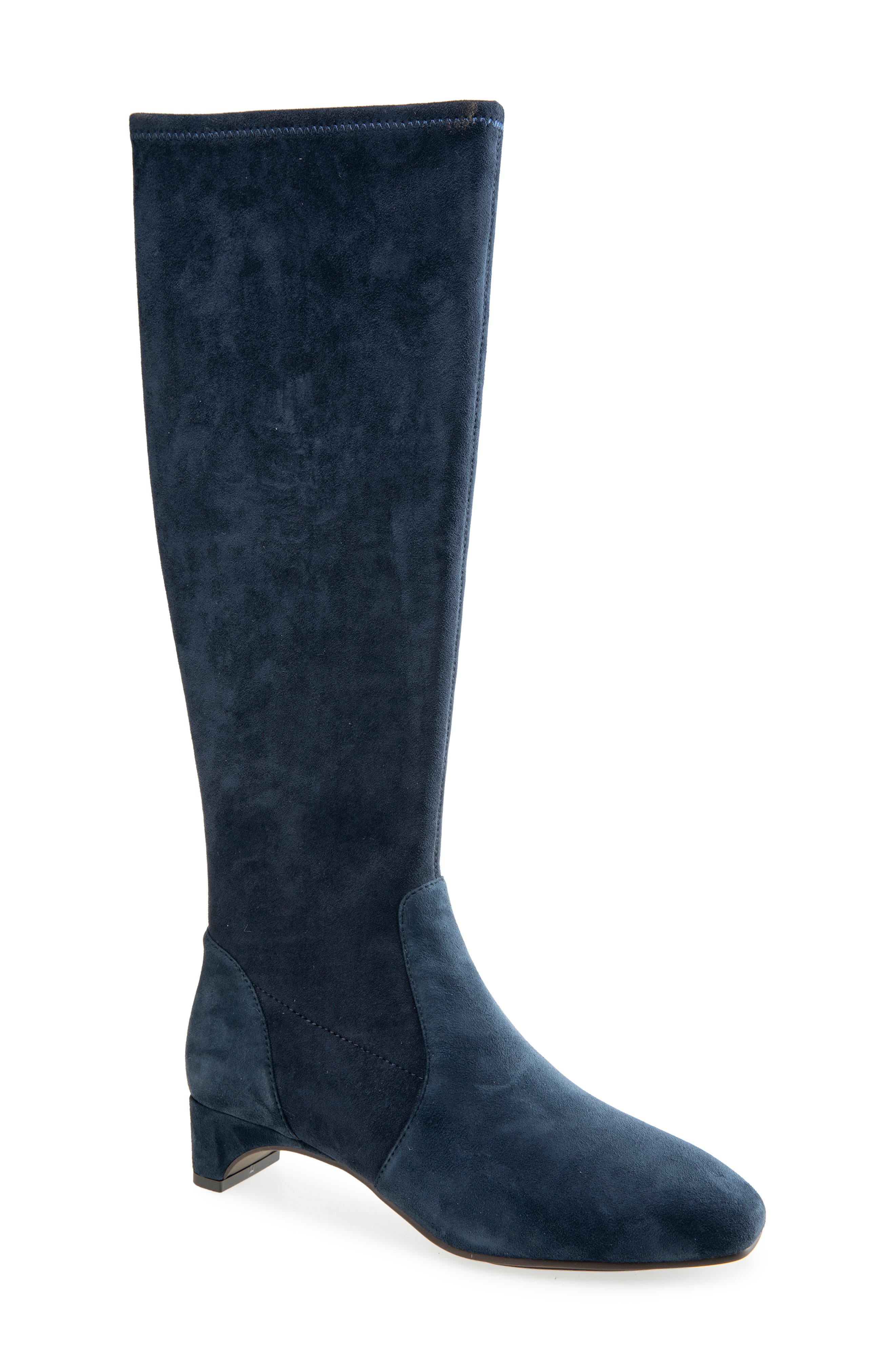 Namaste Stretch Knee High Boot, Main, color, NAVY SUEDE