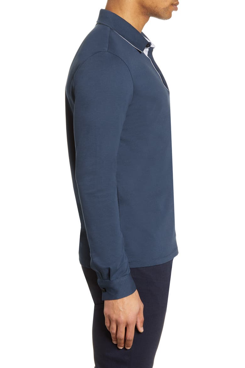 Paver Cotton Long Sleeve Polo Shirt, Alternate, color, BLUE