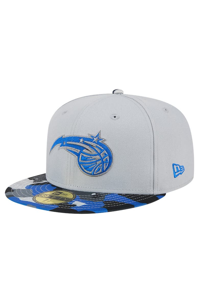 New Era Men's New Era Gray Orlando Magic Active Color Camo Visor 59FIFTY Fitted Hat, Main, color, Gray