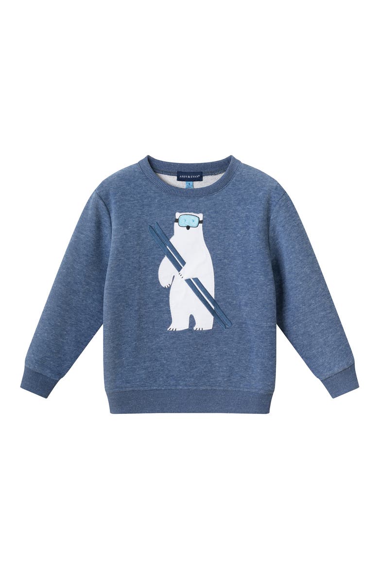 Kids' Appliqué Crewneck Sweatshirt & Joggers Set, Alternate, color, NAVY