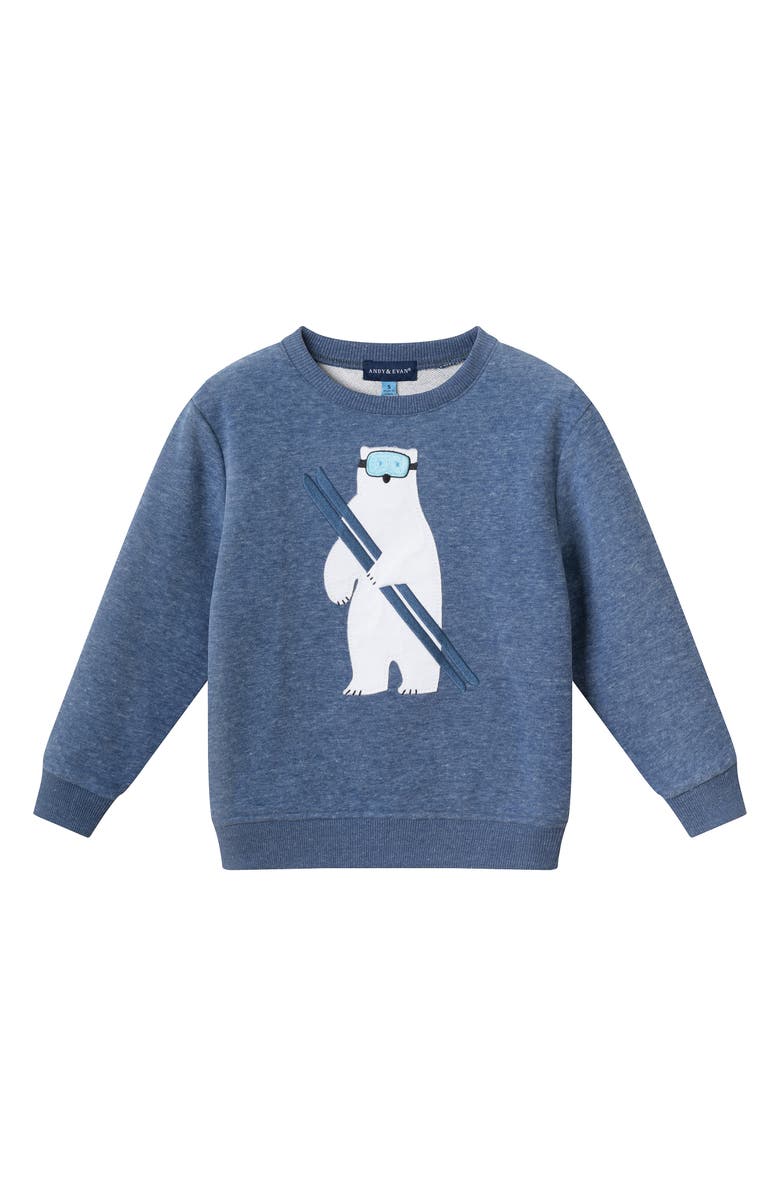 Andy & Evan Kids' Appliqué Crewneck Sweatshirt & Joggers Set, Alternate, color, Navy