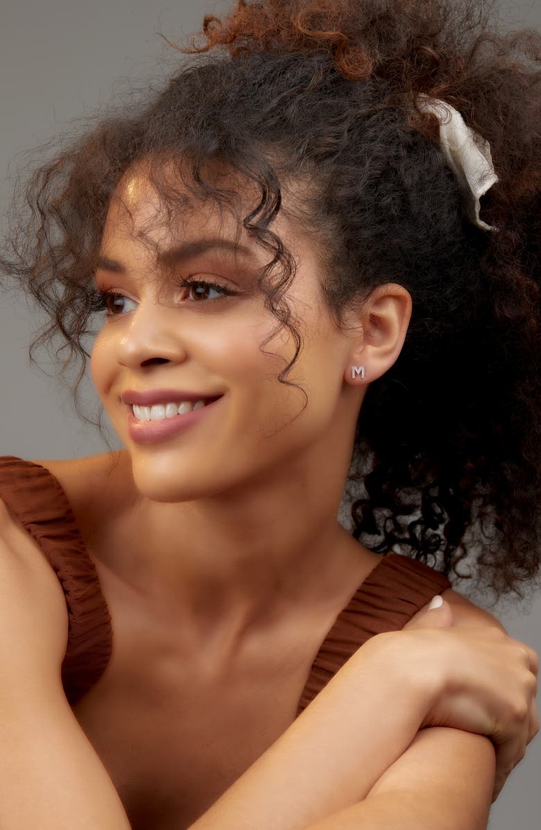 Bony Levy Single Initial Earring, Alternate, color, White Gold/ B