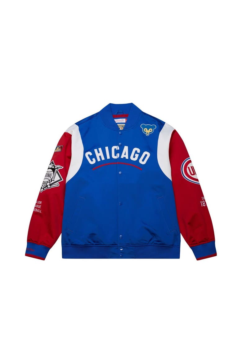 Men's Mitchell & Ness Royal/Red Chicago Cubs Cooperstown Collection Team Origins Satin Full-Snap Jacket, Alternate, color, Royal
