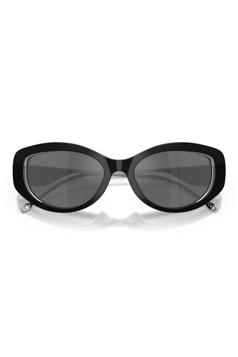 Geck-D 54mm Oval Sunglasses, Alternate, color, BLACK/ GREY SILVER MIRROR