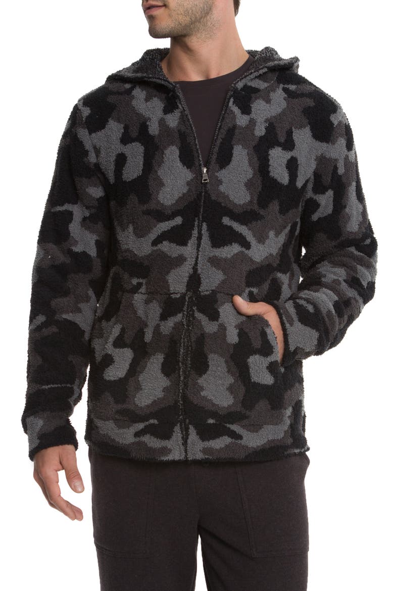 Barefoot Dreams Camo Zip Hoodie, Main, color, CARBON MULTI