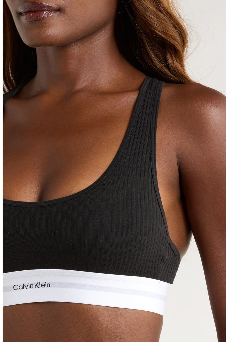 Lightly Lined Rib Logo Bralette, Alternate, color, BLACK
