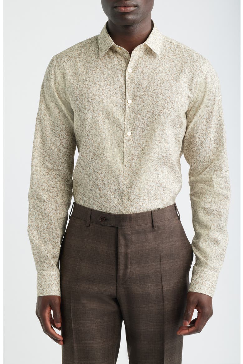 Button-Up Linen & Cotton Top, Main, color, BROWN