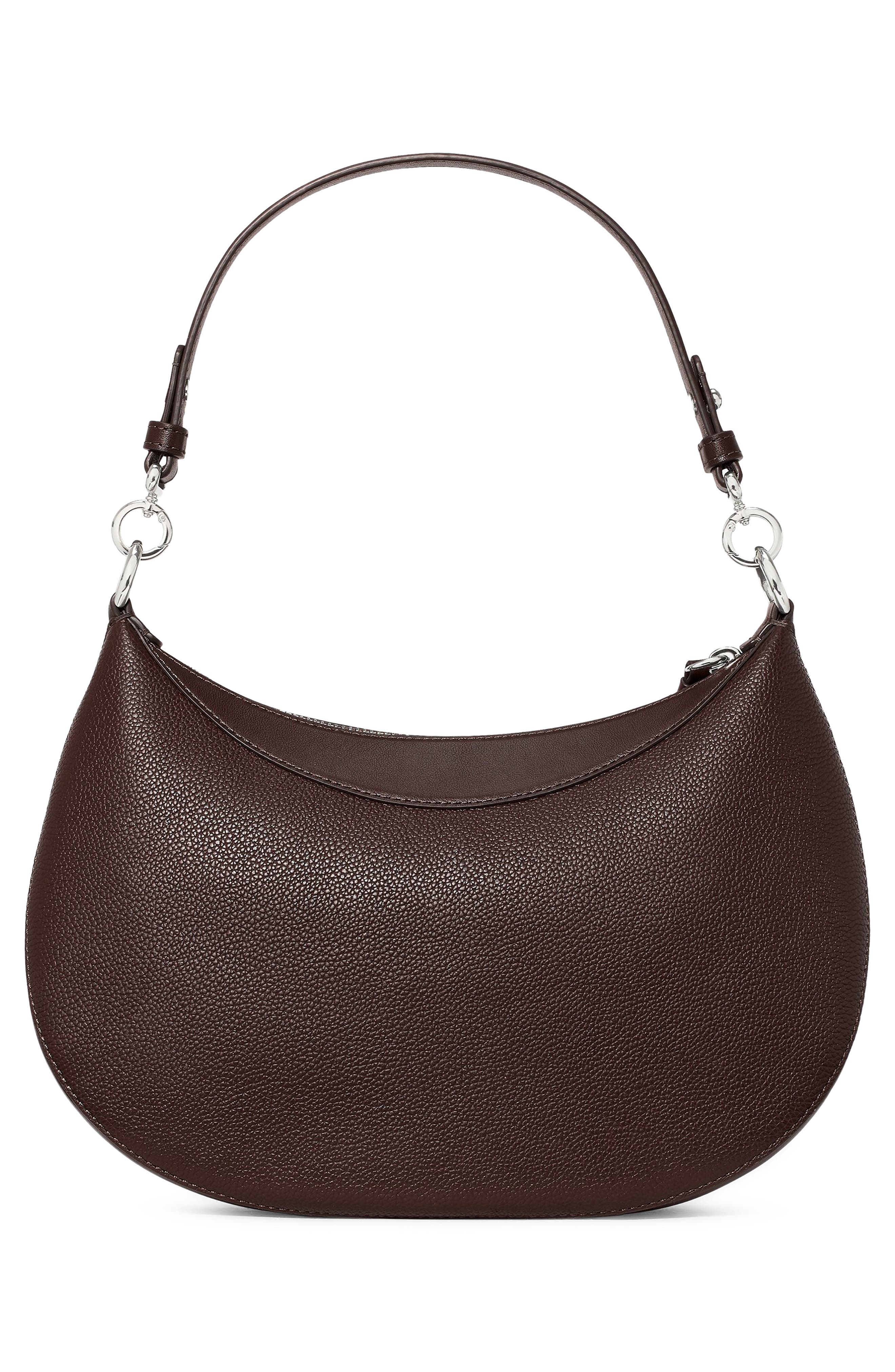 Liv Pebbled Leather Shoulder Bag, Alternate, color, HOT FUDGE