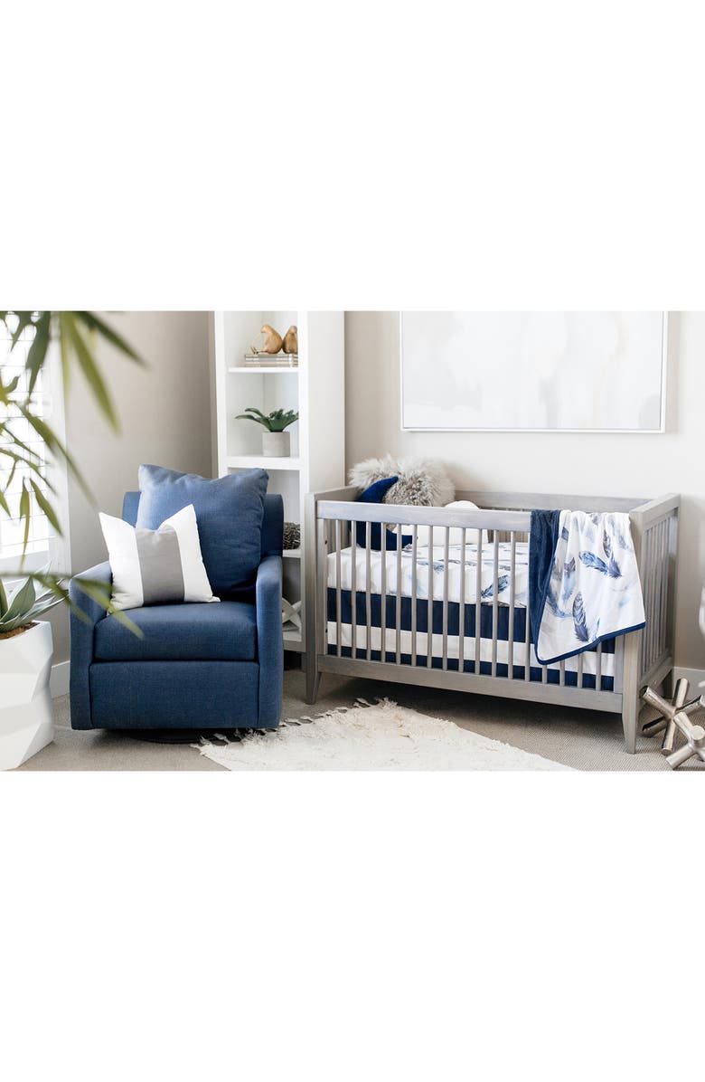 Oilo Print Band Crib Skirt, Alternate, color, Indigo