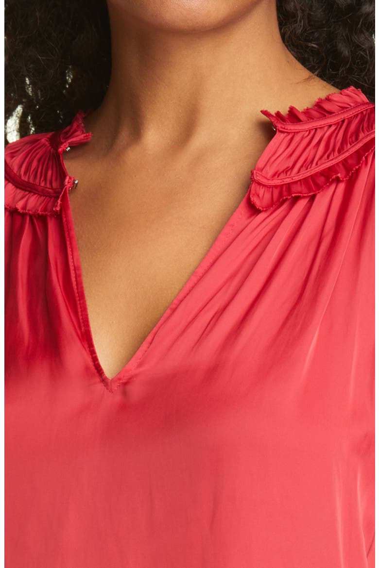 Alex Ruffle Trim Blouse, Alternate, color, TRUE RED