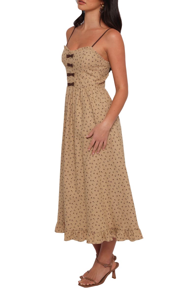 Petal & Pup Robbins Bow Floral Print Sleeveless Maxi Dress, Alternate, color, Beige Brown