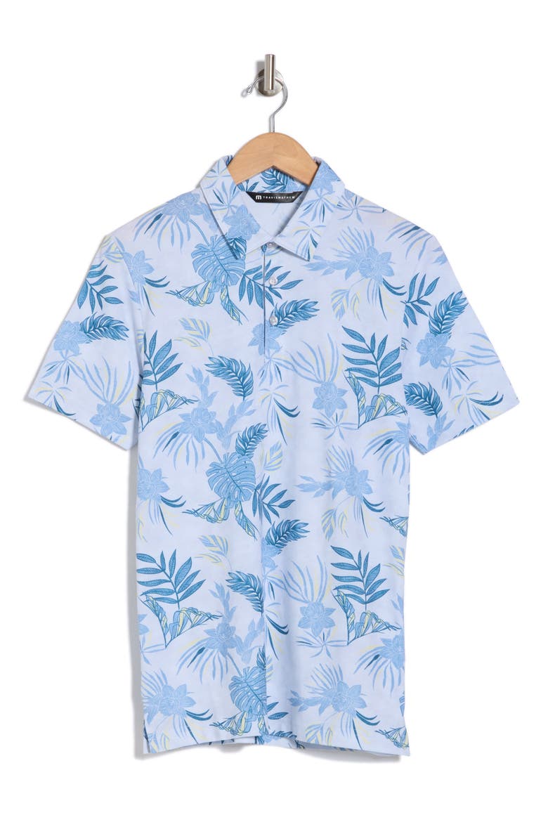 Featherweight Island Print Golf Polo, Alternate, color, HEATHER LIGHT GREY