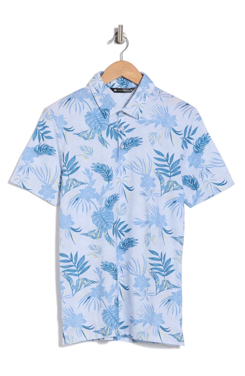 TravisMathew Featherweight Island Print Golf Polo, Alternate, color, Heather Light Grey