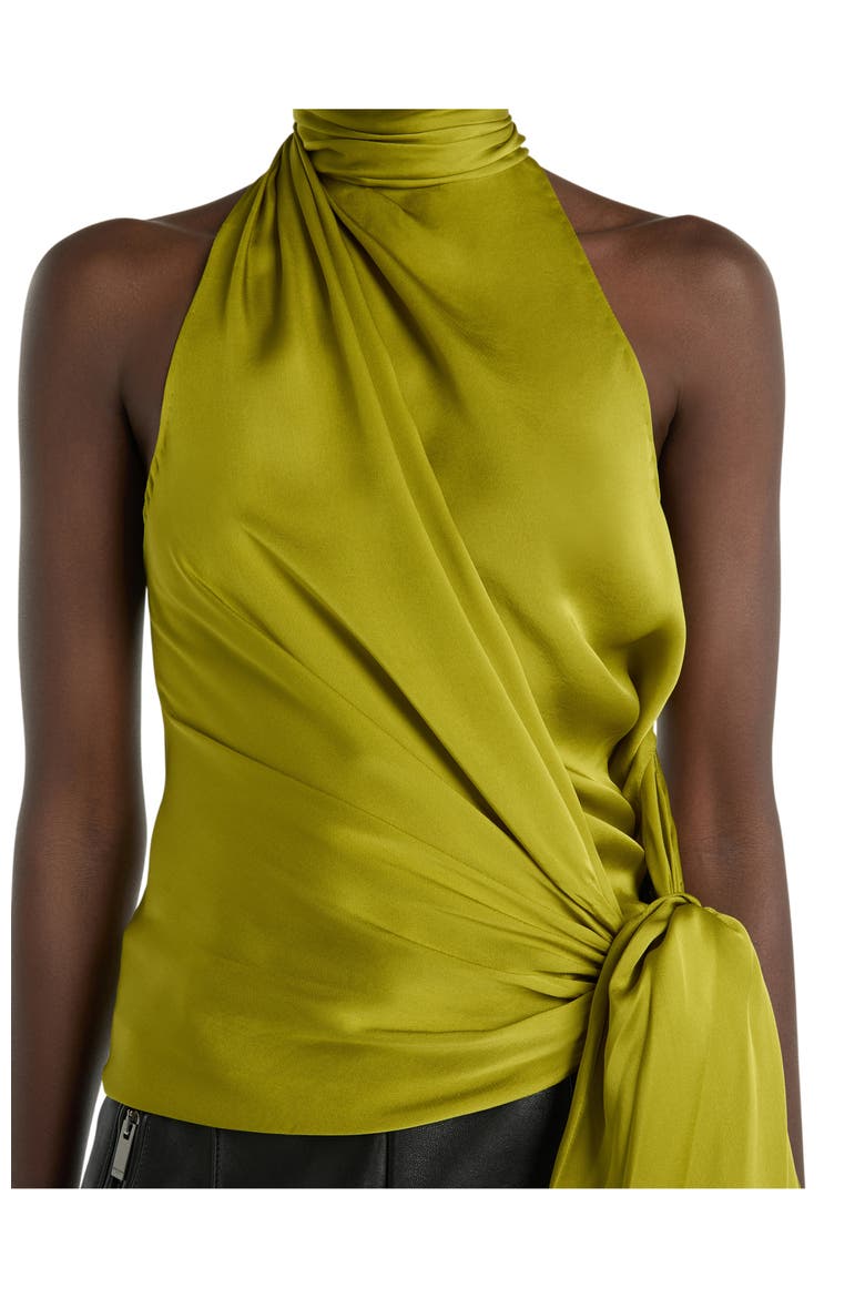 Open-Back Silk Chiffon Top, Alternate, color, green