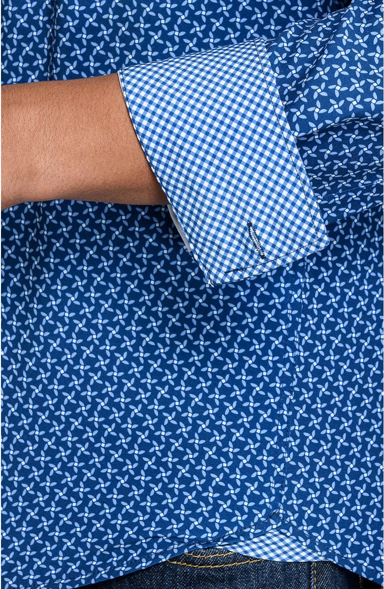 CONSTRUCT Slim Fit Pinwheel Floral Performance Long Sleeve Shirt, Alternate, color, Navy