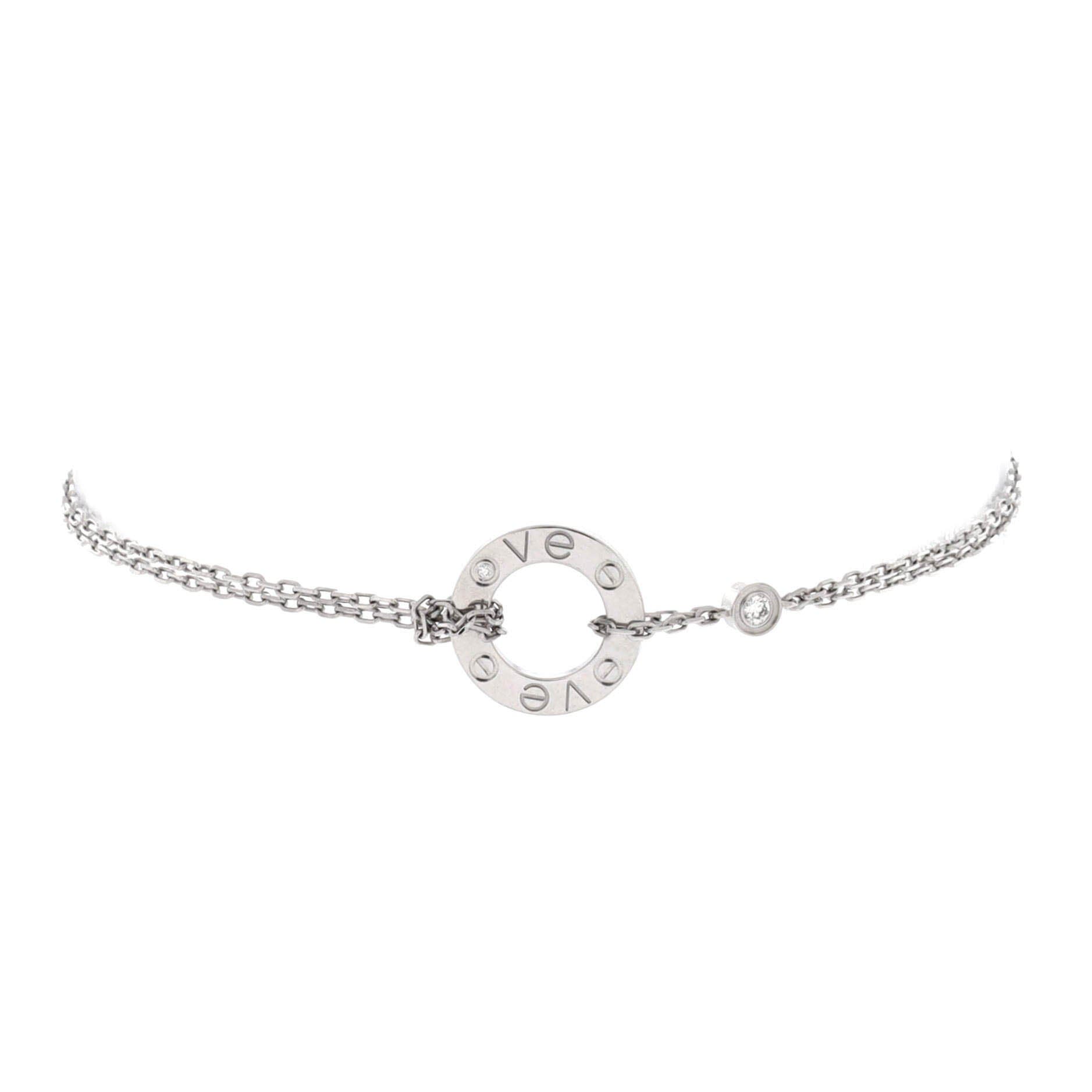 2 Diamonds Love Bracelet 18K White Gold with Diamonds, Main, color, Metallic Gold