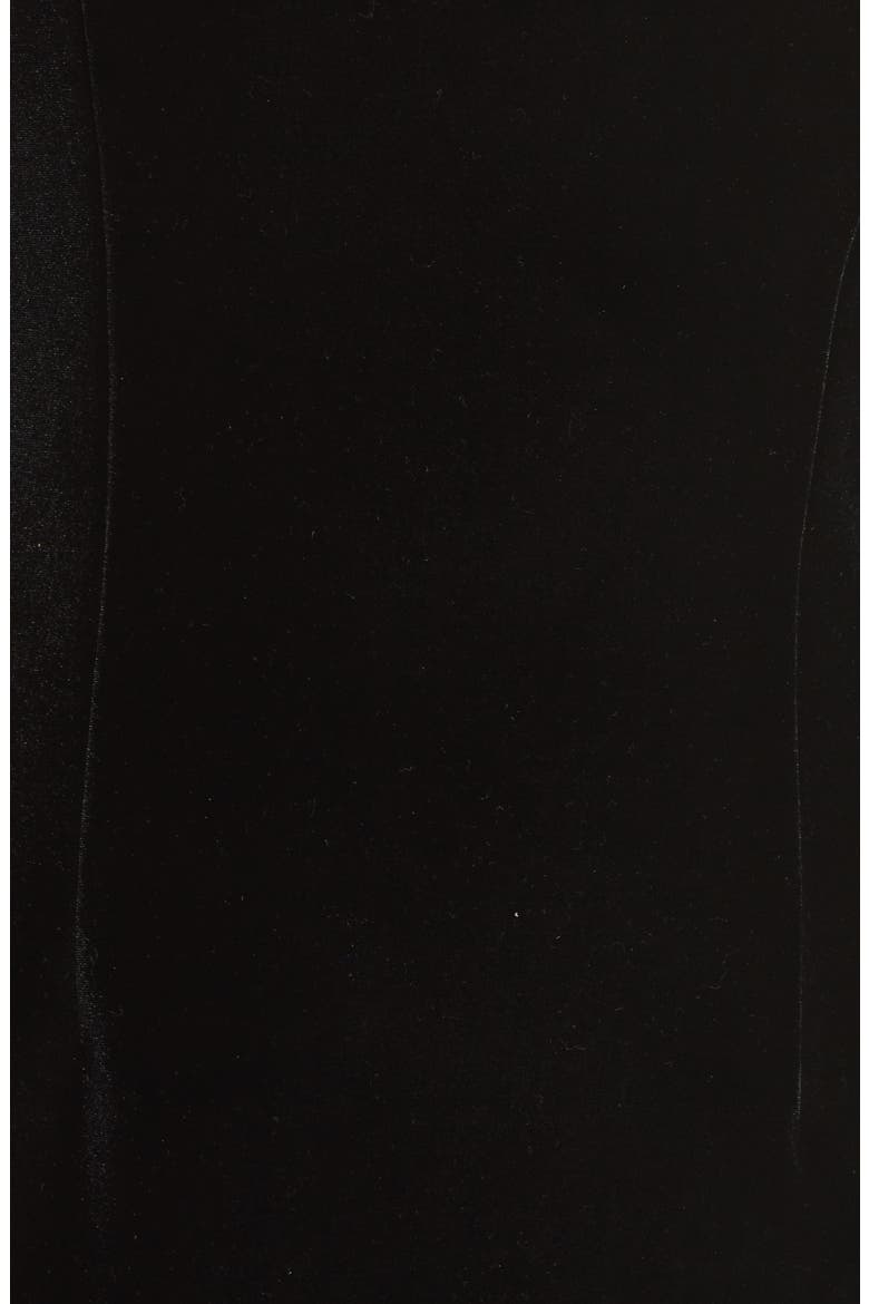 Bow One-Shoulder Velvet Gown, Alternate, color, BLACK
