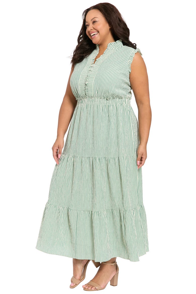 Stripe Ruffle Tiered Maxi Dress, Alternate, color, AVENTURINE