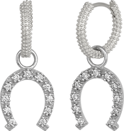 Spero London Silver Hoop Sterling Silver Horseshoe Equestrian Earrings