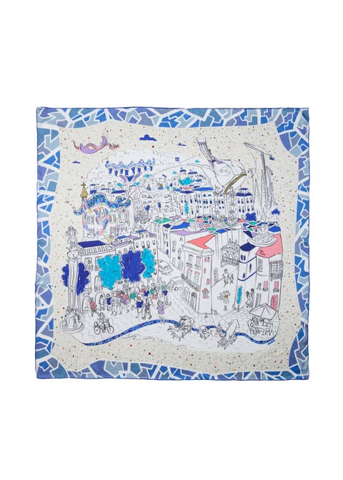 Barcelona Large Silk Square Scarf 35