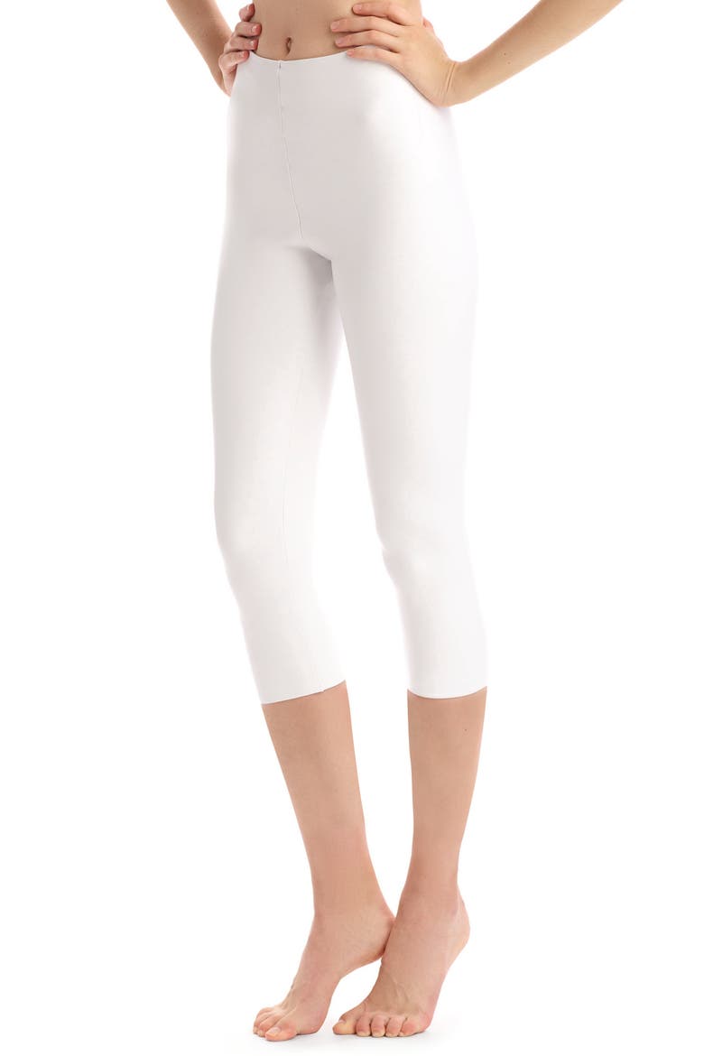 Faux Leather Capri Leggings, Main, color, WHITE
