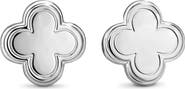 DEVATA Clover Stud Earrings in Rhodium Plated Sterling Silver