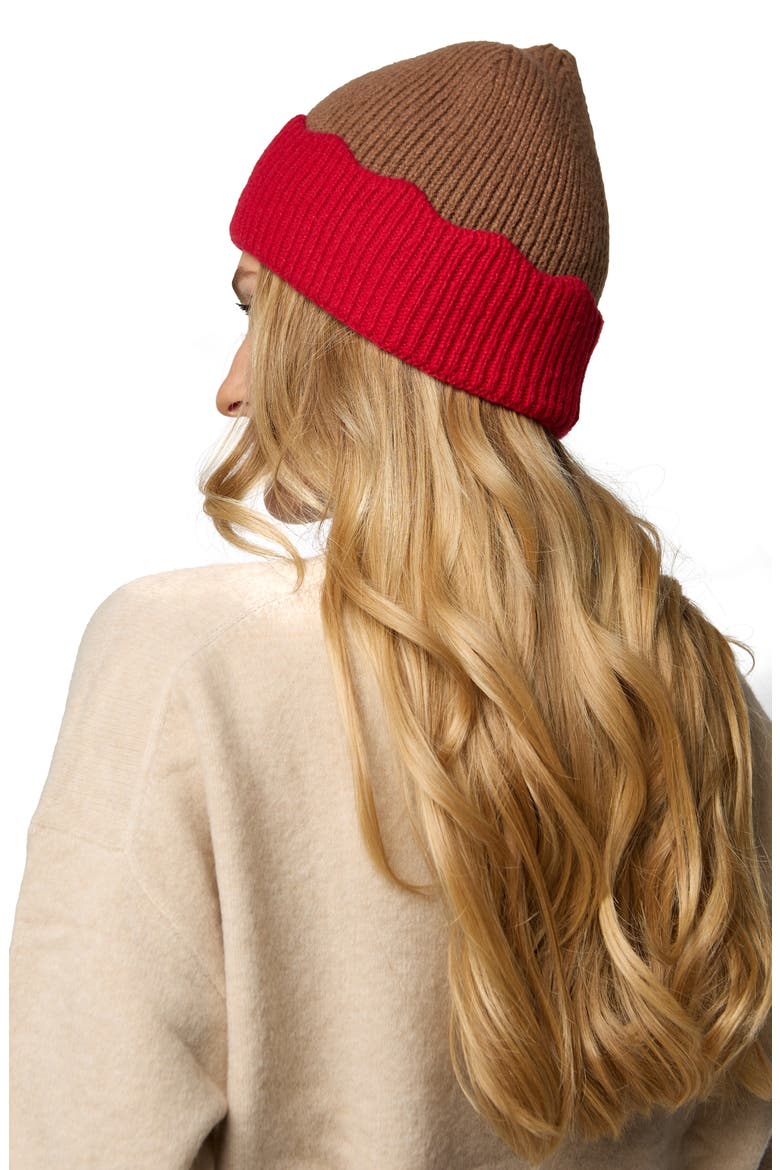 Scallop Trim Beanie, Alternate, color, BROWN