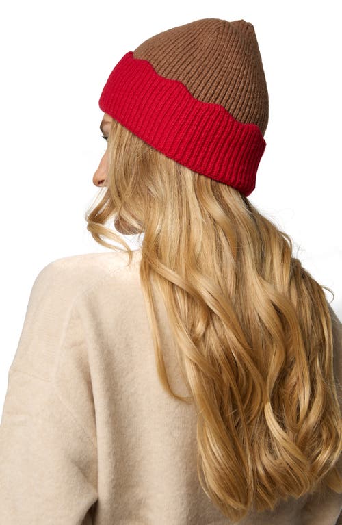 Saachi Scallop Trim Beanie In Brown
