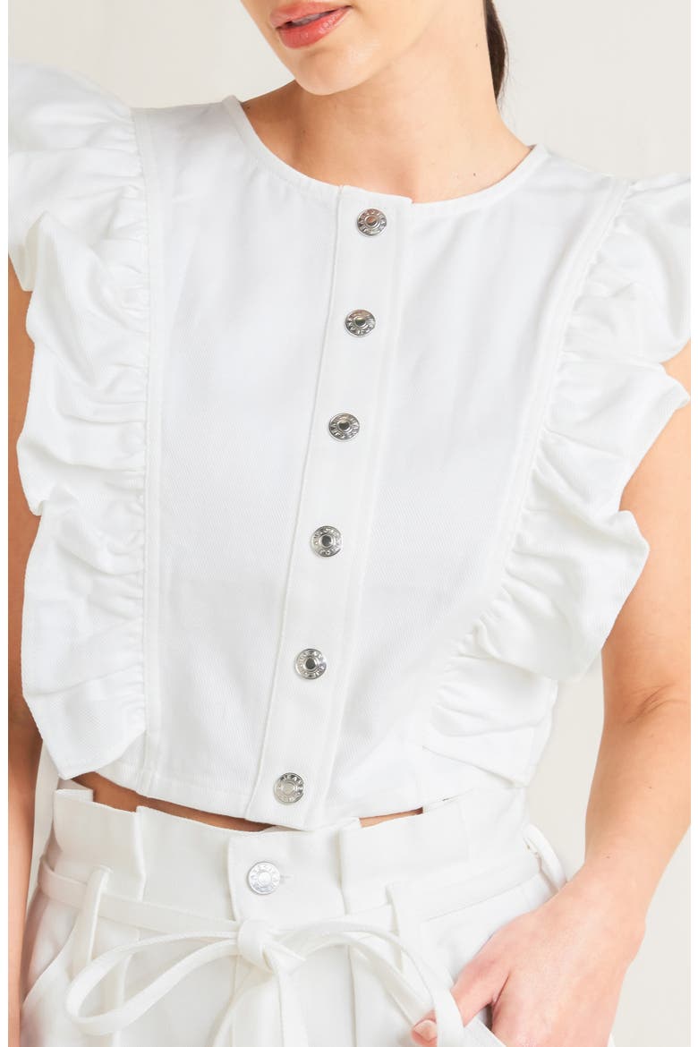 Button-Up Crop Vest, Alternate, color, WHITE