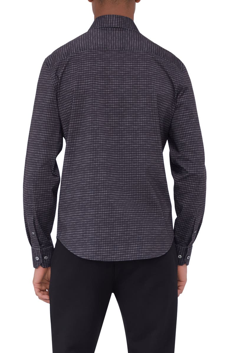 Bugatchi James OoohCotton<sup>®</sup> Microcheck Button-Up Shirt, Alternate, color, Black