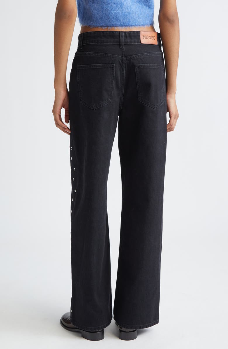 MONSE Grommet Detail Straight Leg Jeans, Alternate, color, Black