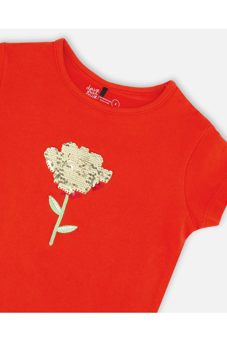 Organic Cotton Jersey Short Sleeve Flower T-Shirt, Alternate, color, Red