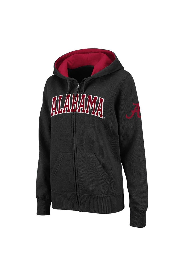 Women's Stadium Athletic Black Alabama Crimson Tide Arched Name Full-Zip Hoodie, Main, color, Black