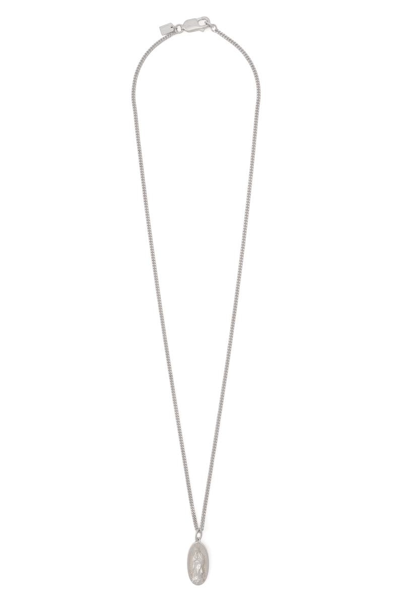 AllSaints Saint Chain Pendant Necklace, Main, color, Warm Silver