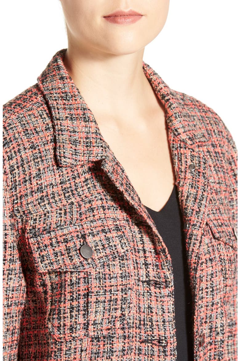 'Brigette' Crop Tweed Jacket, Alternate, color, MELON