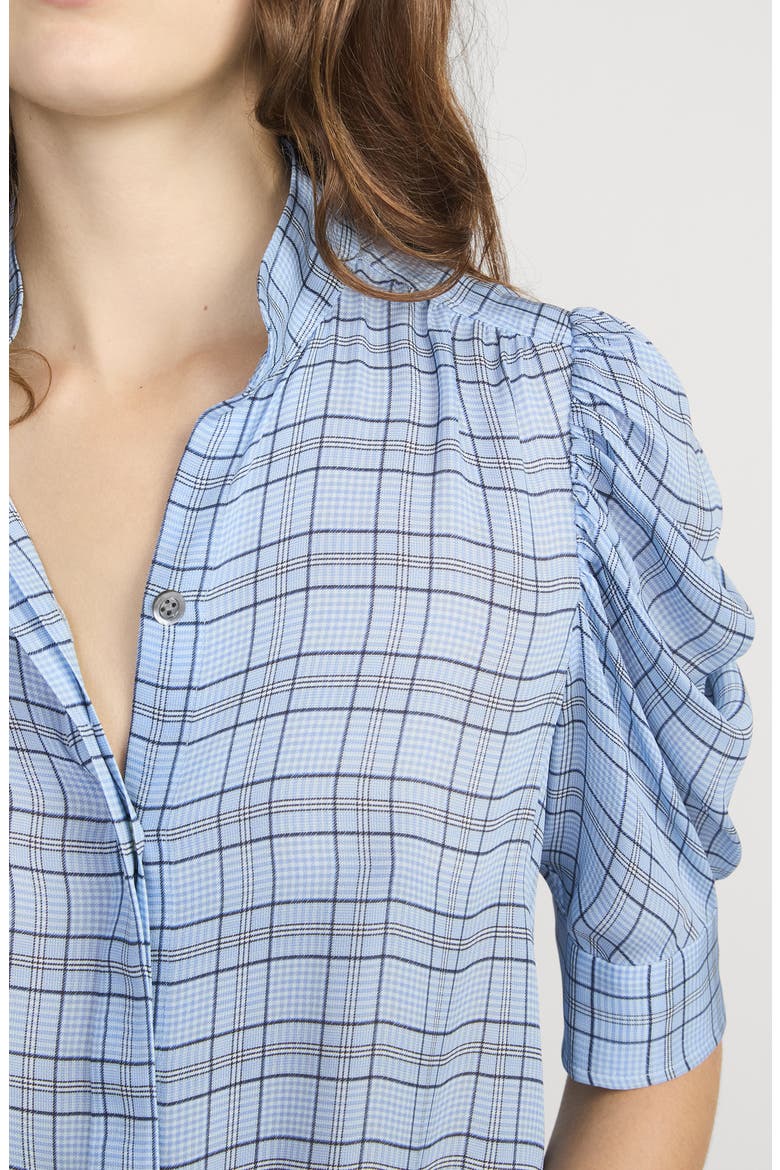 Gillian Plaid Silk Button-Up Shirt, Alternate, color, SKY BLUE MULTI