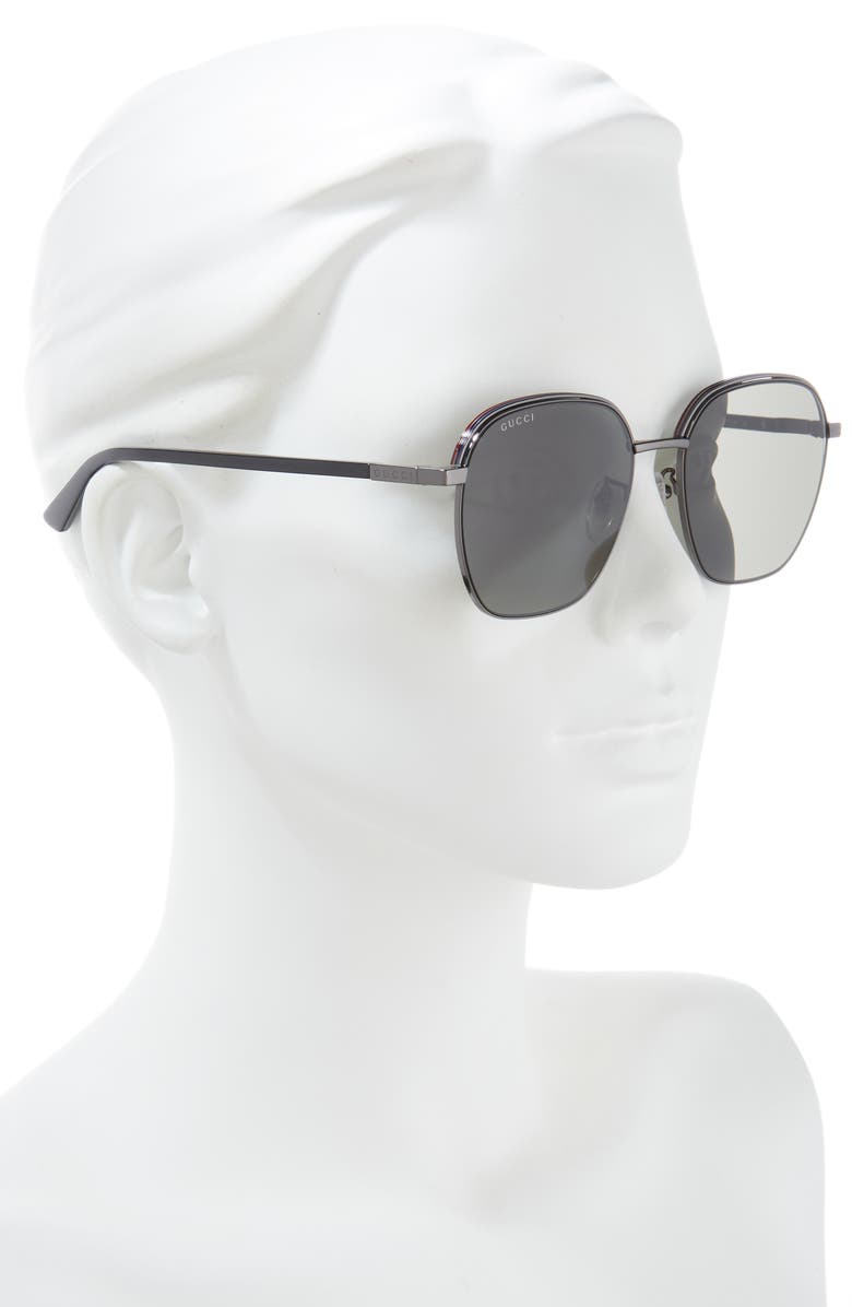 Gucci 58mm Square Sunglasses, Alternate, color, Ruthenium Ruthenium Grey